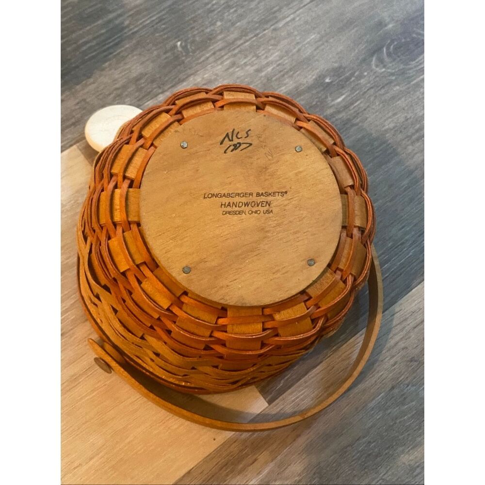 Longaberger 1997 Fall Little Pumpkin Basket, Liner, Protector, Tie-on - Picture 5 of 11